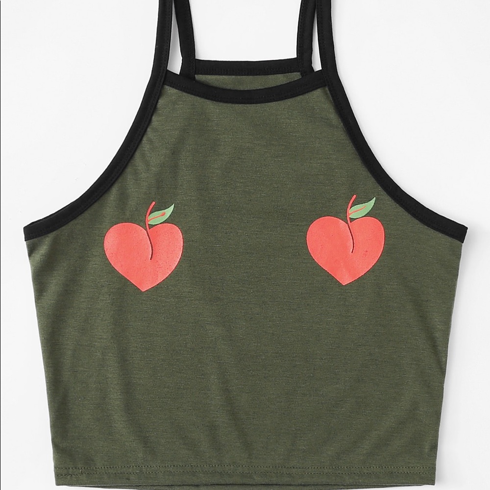 Peach ๐ print crop top - Picture 3 of 6